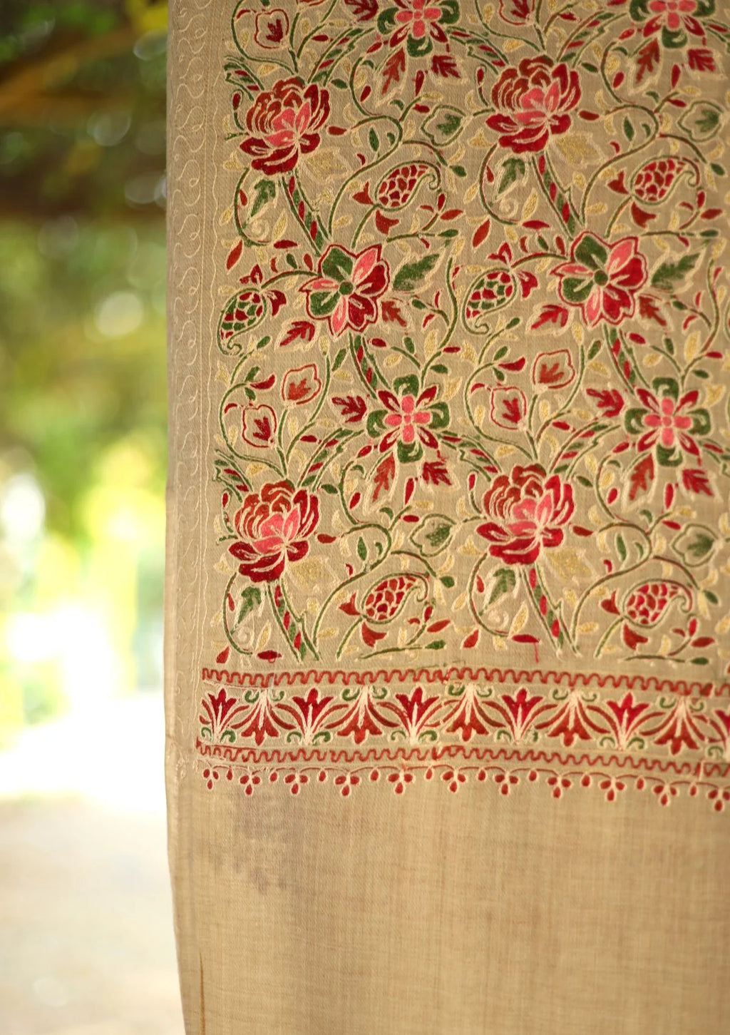 Skin Color Aari work  Pashmina Shawl