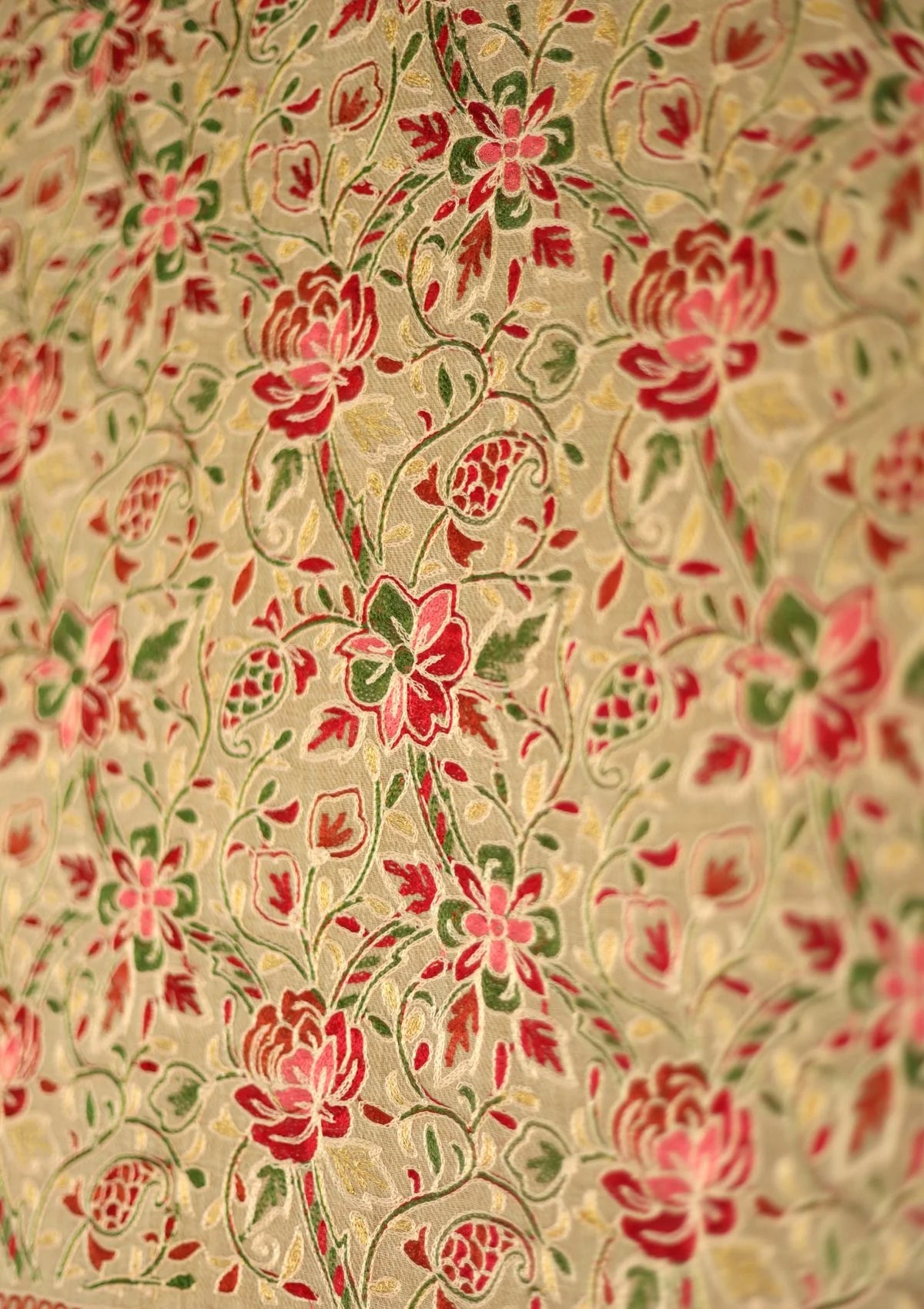 Skin Color Aari work  Pashmina Shawl