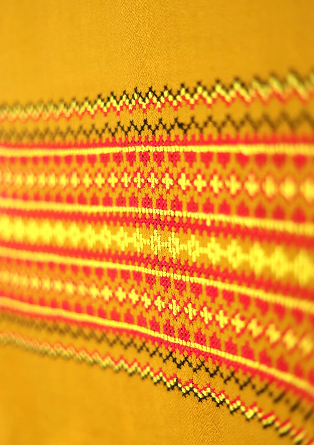 Mustard Needle work  Pashmina Shawl