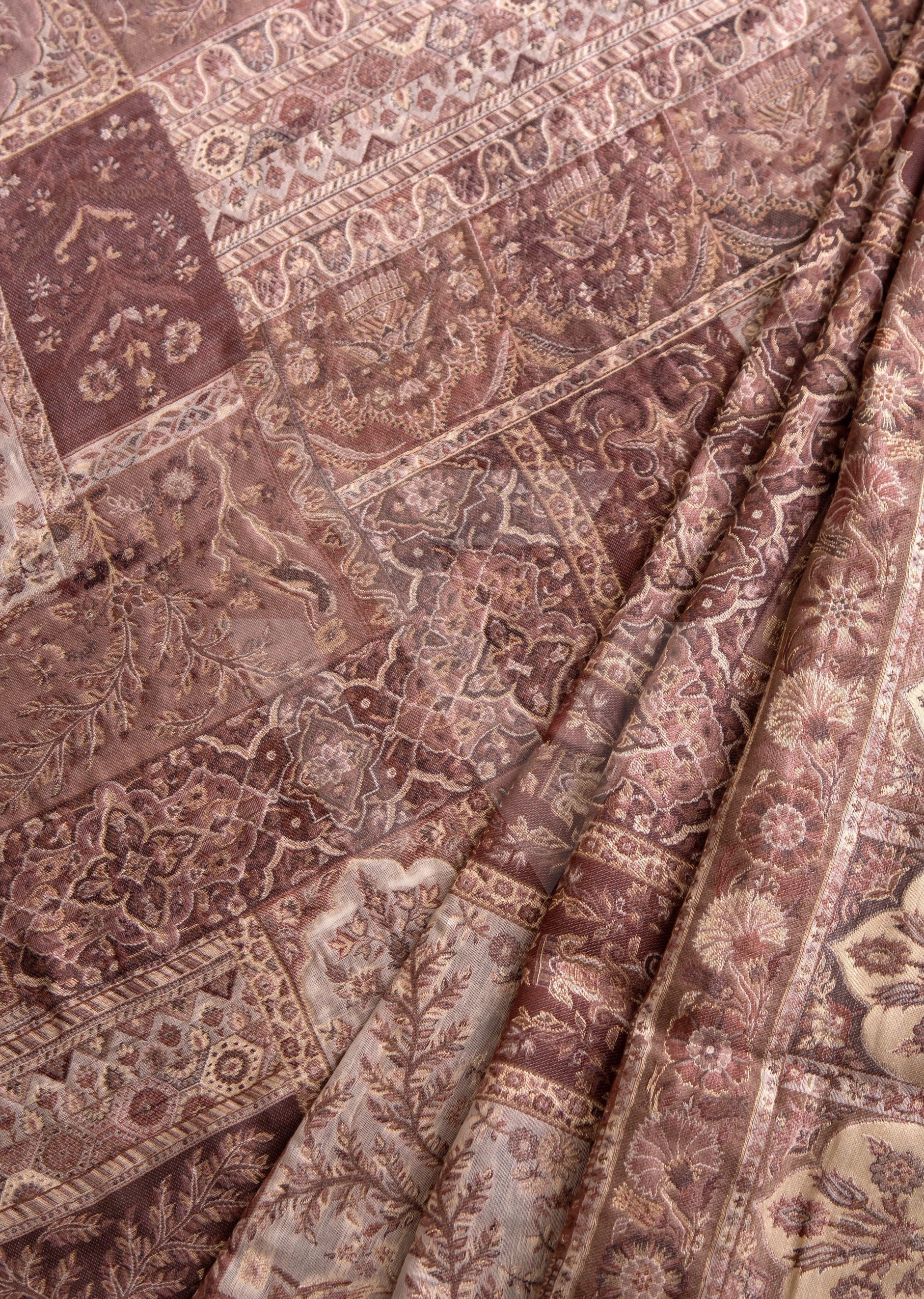 Soft Brown Kaani work Pashmina Shawl.