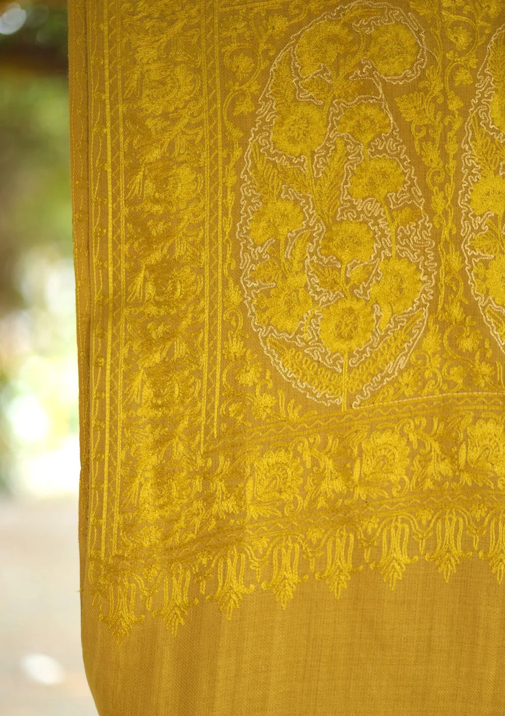 Mustard Aari work Pashmina Shawl