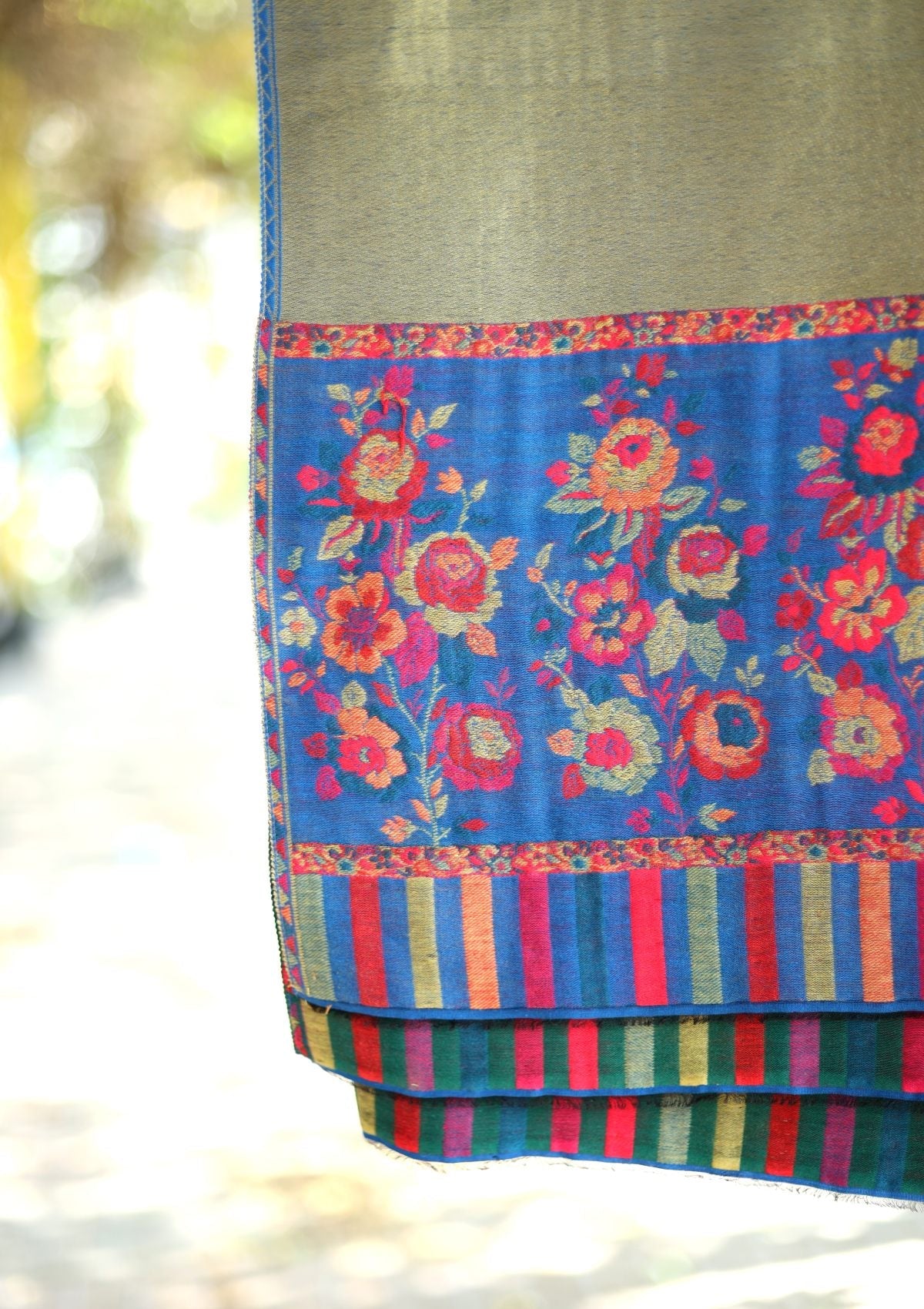 Soft green Kaani work Pashmina Shawl.