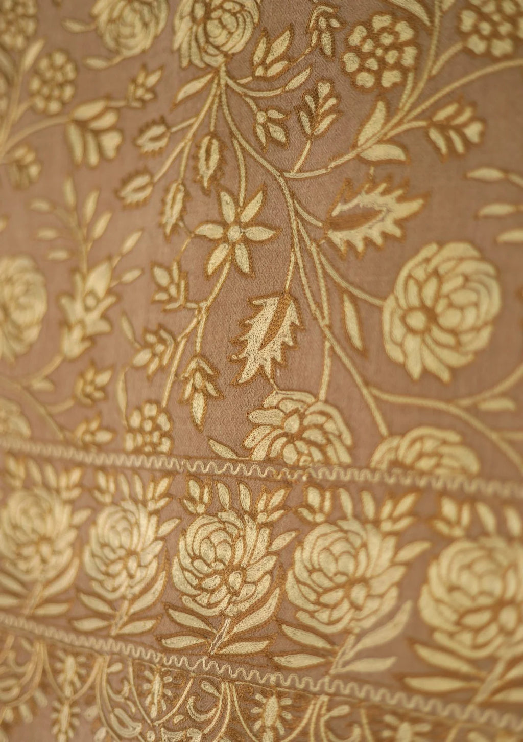 Fawn Color Aari work  Pashmina Shawl