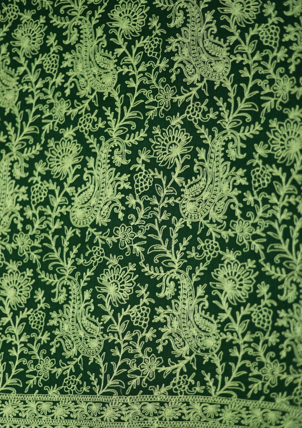 Dark Green  Aari work  Pashmina Shawl