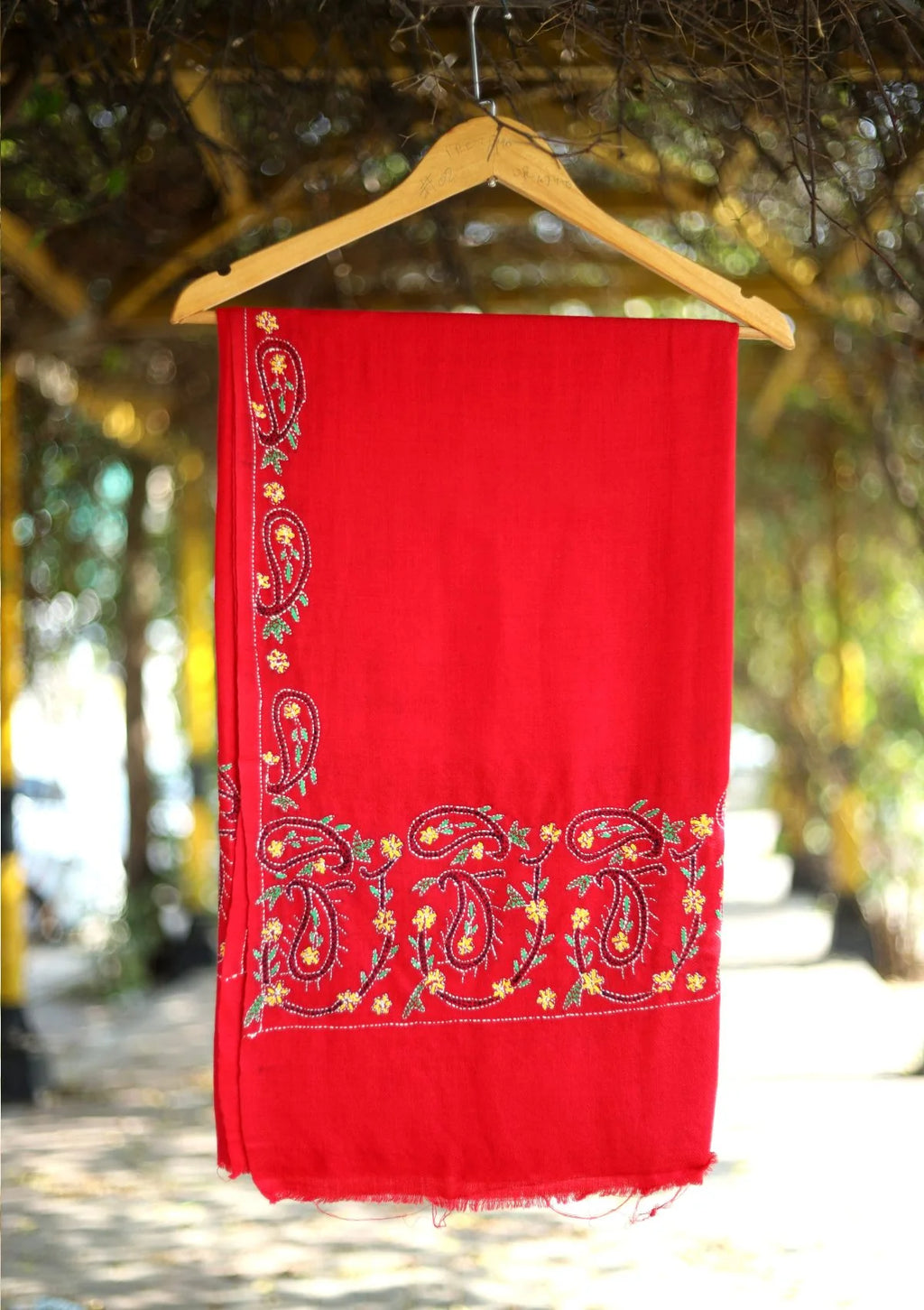 Red Needle work  Pashmina Shawl