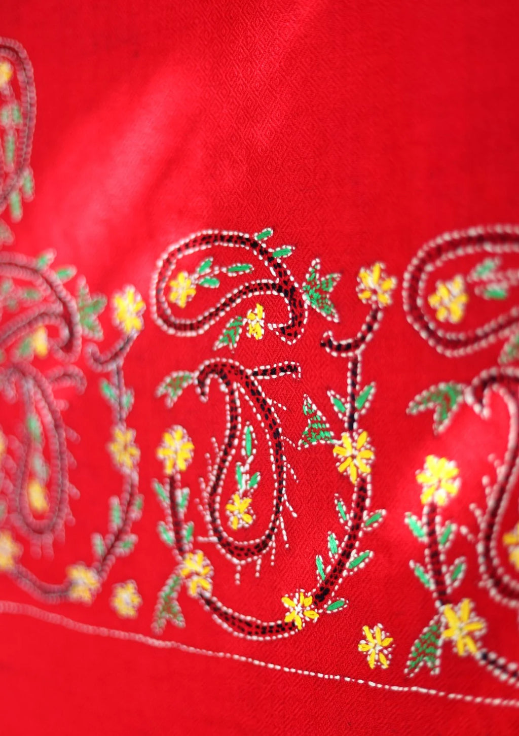Red Needle work  Pashmina Shawl