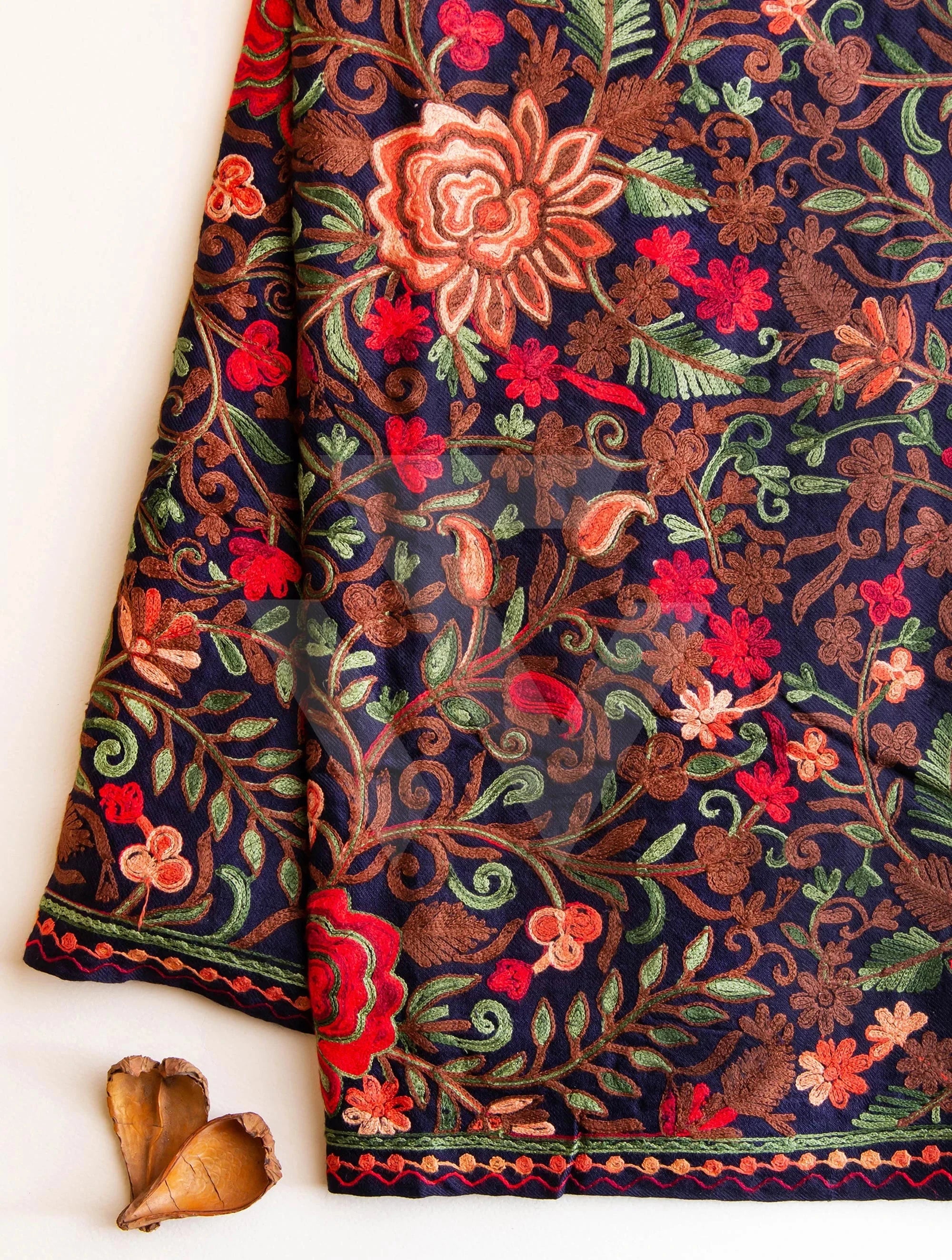 Multi-coloured with Black base  Aari Jali  work Pashmina Shawl